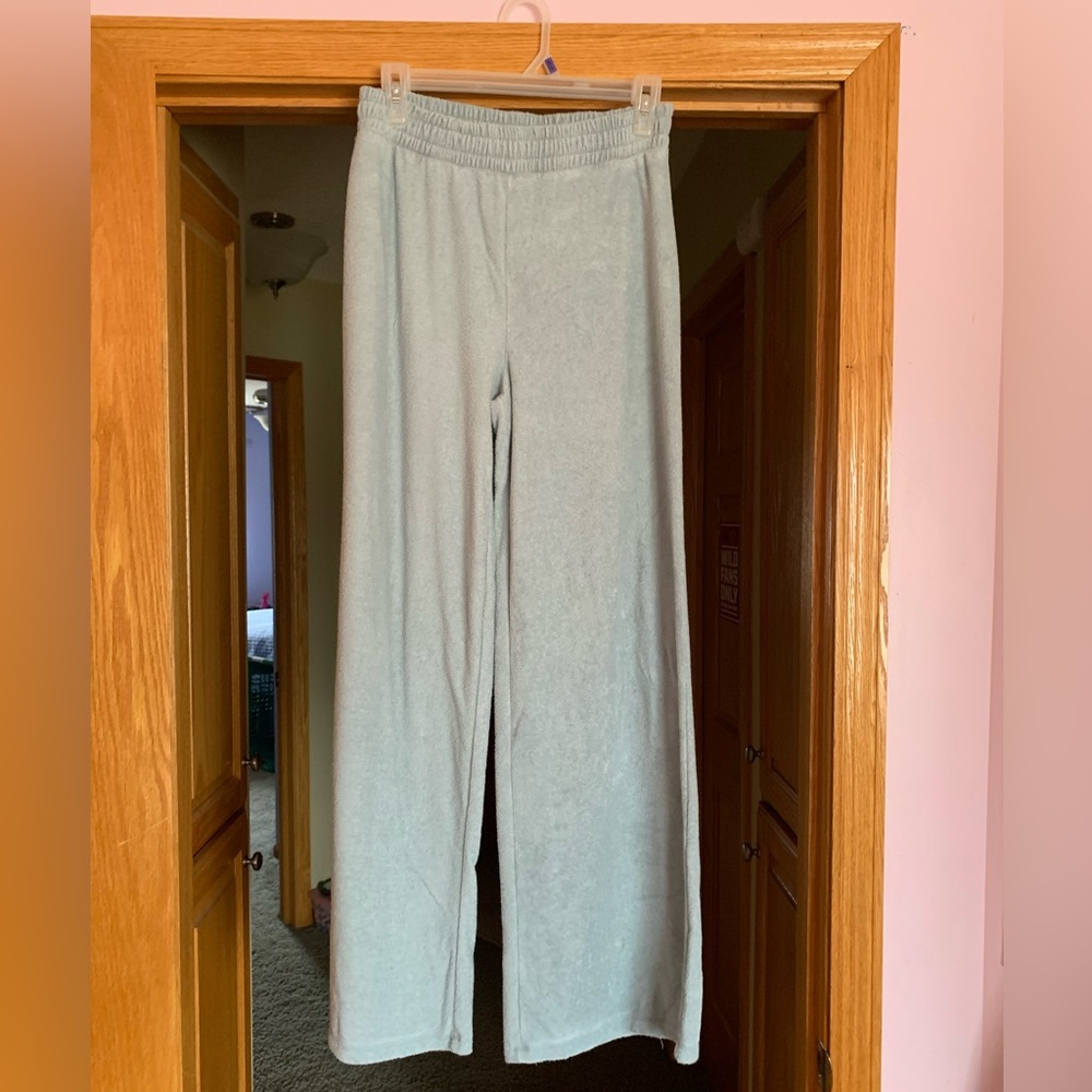 Terry cloth wide leg pants